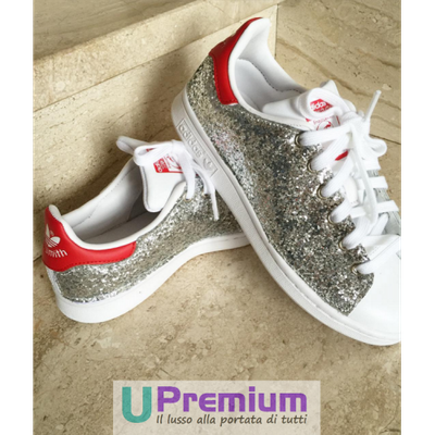 stan smith glitter argento
